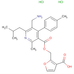 851585-22-3  3-Pyridinecarboxylic acid,5-(aminomethyl)-2-methyl-4-(4-methylphenyl)-6-(2-methylpropyl)-,(3-carboxy-2-furanyl)methyl ester, dihydrochloride