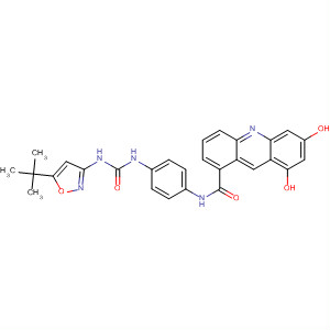 852669-61-5  1-Acridinecarboxamide,N-[4-[[[[5-(1,1-dimethylethyl)-3-isoxazolyl]amino]carbonyl]amino]phenyl]-6,8-dihydroxy-