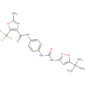852670-11-2  4-Oxazolecarboxamide,N-[4-[[[[5-(1,1-dimethylethyl)-3-isoxazolyl]amino]carbonyl]amino]phenyl]-2-methyl-5-(trifluoromethyl)-