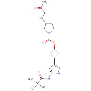 853566-18-4  1-Pyrrolidinecarboxylic acid, 3-(acetylmethylamino)-,cis-3-[5-[(2,2-dimethyl-1-oxopropyl)amino]-1H-pyrazol-3-yl]cyclobutylester
