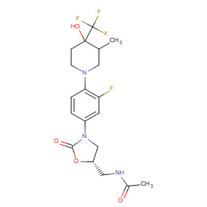 853795-53-6  Acetamide,N-[[(5S)-3-[3-fluoro-4-[4-hydroxy-3-methyl-4-(trifluoromethyl)-1-piperidinyl]phenyl]-2-oxo-5-oxazolidinyl]methyl]-