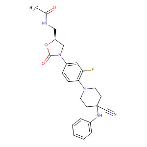 853795-63-8  Acetamide,N-[[(5S)-3-[4-[4-cyano-4-(phenylamino)-1-piperidinyl]-3-fluorophenyl]-2-oxo-5-oxazolidinyl]methyl]-
