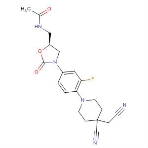 853795-82-1  Acetamide,N-[[(5S)-3-[4-[4-cyano-4-(cyanomethyl)-1-piperidinyl]-3-fluorophenyl]-2-oxo-5-oxazolidinyl]methyl]-
