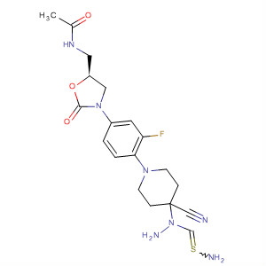 853796-01-7  Acetamide,N-[[(5S)-3-[4-[4-[2-(aminothioxomethyl)hydrazino]-4-cyano-1-piperidinyl]-3-fluorophenyl]-2-oxo-5-oxazolidinyl]methyl]-