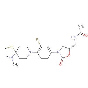 853796-57-3  Acetamide,N-[[(5S)-3-[3-fluoro-4-(4-methyl-1-thia-4,8-diazaspiro[4.5]dec-8-yl)phenyl]-2-oxo-5-oxazolidinyl]methyl]-