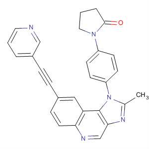 853910-20-0  2-Pyrrolidinone,1-[4-[2-methyl-8-(3-pyridinylethynyl)-1H-imidazo[4,5-c]quinolin-1-yl]phenyl]-