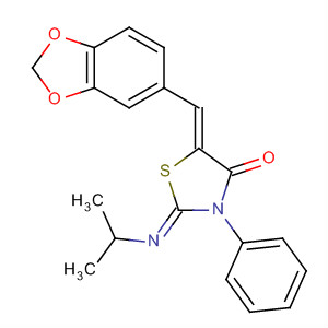 854107-49-6  4-Thiazolidinone,5-(1,3-benzodioxol-5-ylmethylene)-2-[(1-methylethyl)imino]-3-phenyl-,(2Z,5Z)-