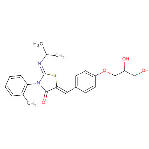 854108-24-0  4-Thiazolidinone,5-[[4-(2,3-dihydroxypropoxy)phenyl]methylene]-2-[(1-methylethyl)imino]-3-(2-methylphenyl)-, (2Z,5Z)-
