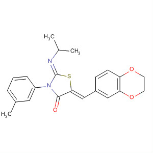854108-54-6  4-Thiazolidinone,5-[(2,3-dihydro-1,4-benzodioxin-6-yl)methylene]-2-[(1-methylethyl)imino]-3-(3-methylphenyl)-, (2Z,5Z)-