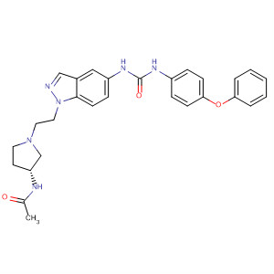 854921-99-6  Acetamide,N-[(3R)-1-[2-[5-[[[(4-phenoxyphenyl)amino]carbonyl]amino]-1H-indazol-1-yl]ethyl]-3-pyrrolidinyl]-
