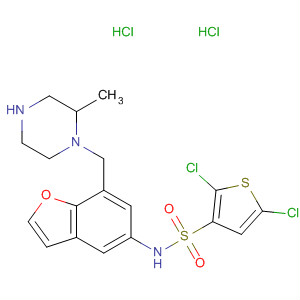 856679-09-9  3-Thiophenesulfonamide,2,5-dichloro-N-[7-[(2-methyl-1-piperazinyl)methyl]-5-benzofuranyl]-,dihydrochloride