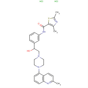 844903-08-8  5-Thiazolecarboxamide,N-[3-[1-hydroxy-2-[4-(2-methyl-5-quinolinyl)-1-piperazinyl]ethyl]phenyl]-2,4-dimethyl-, dihydrochloride
