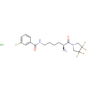 845781-85-3  Benzamide,N-[(5S)-5-amino-6-oxo-6-(3,3,4,4-tetrafluoro-1-pyrrolidinyl)hexyl]-3-fluoro-, monohydrochloride