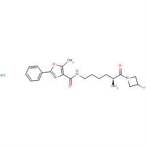 845782-04-9  4-Oxazolecarboxamide,N-[(5S)-5-amino-6-(3-fluoro-1-azetidinyl)-6-oxohexyl]-5-methyl-2-phenyl-, monohydrochloride