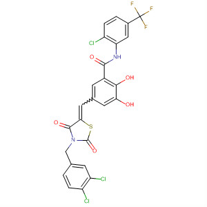 848605-62-9  Benzamide,N-[2-chloro-5-(trifluoromethyl)phenyl]-5-[[3-[(3,4-dichlorophenyl)methyl]-2,4-dioxo-5-thiazolidinylidene]methyl]-2,3-dihydroxy-