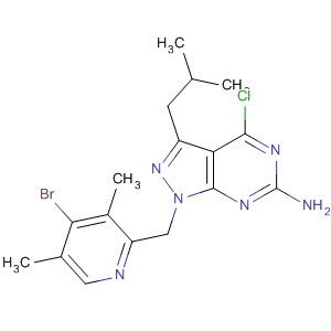 848700-12-9  1H-Pyrazolo[3,4-d]pyrimidin-6-amine,1-[(4-bromo-3,5-dimethyl-2-pyridinyl)methyl]-4-chloro-3-(2-methylpropyl)-