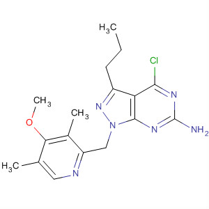 848700-14-1  1H-Pyrazolo[3,4-d]pyrimidin-6-amine,4-chloro-1-[(4-methoxy-3,5-dimethyl-2-pyridinyl)methyl]-3-propyl-