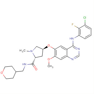 849345-72-8  2-Pyrrolidinecarboxamide,4-[[4-[(3-chloro-2-fluorophenyl)amino]-7-methoxy-6-quinazolinyl]oxy]-1-methyl-N-[(tetrahydro-2H-pyran-4-yl)methyl]-, (2R,4S)-