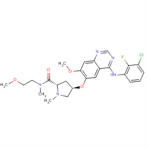849346-12-9  2-Pyrrolidinecarboxamide,4-[[4-[(3-chloro-2-fluorophenyl)amino]-7-methoxy-6-quinazolinyl]oxy]-N-(2-methoxyethyl)-N,1-dimethyl-, (2S,4R)-
