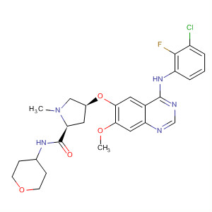 849346-22-1  2-Pyrrolidinecarboxamide,4-[[4-[(3-chloro-2-fluorophenyl)amino]-7-methoxy-6-quinazolinyl]oxy]-1-methyl-N-(tetrahydro-2H-pyran-4-yl)-, (2S,4S)-