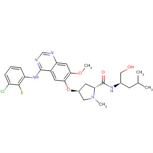 849346-32-3  2-Pyrrolidinecarboxamide,4-[[4-[(3-chloro-2-fluorophenyl)amino]-7-methoxy-6-quinazolinyl]oxy]-N-[(1R)-1-(hydroxymethyl)-3-methylbutyl]-1-methyl-, (2R,4S)-