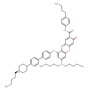 849465-44-7  3H-Phenoxazine-2-carboxamide,N-(4-butylphenyl)-7-(dipentylamino)-3-oxo-9-[[4'-(trans-4-pentylcyclohexyl)[1,1'-biphenyl]-4-yl]thio]-
