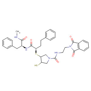 849469-36-9  1-Pyrrolidinecarboxamide,N-[2-(1,3-dihydro-1,3-dioxo-2H-isoindol-2-yl)ethyl]-3-mercapto-4-[[(1R)-1-[[[(1S)-2-(methylamino)-2-oxo-1-(phenylmethyl)ethyl]amino]carbonyl]-3-phenylpropyl]thio]-