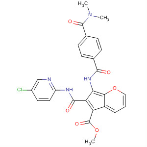 849471-47-2  4-Benzofurancarboxylic acid,2-[[(5-chloro-2-pyridinyl)amino]carbonyl]-3-[[4-[(dimethylamino)carbonyl]benzoyl]amino]-, methyl ester