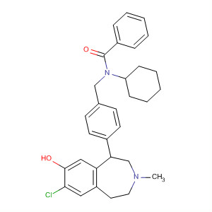 849505-75-5  Benzamide,N-[[4-(7-chloro-2,3,4,5-tetrahydro-8-hydroxy-3-methyl-1H-3-benzazepin-1-yl)phenyl]methyl]-N-cyclohexyl-