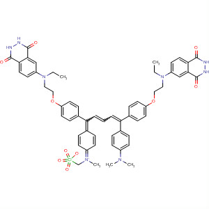 849736-39-6  Methanaminium,N-[4-[5-[4-(dimethylamino)phenyl]-1,5-bis[4-[2-[ethyl(1,2,3,4-tetrahydro-1,4-dioxo-6-phthalazinyl)amino]ethoxy]phenyl]-2,4-pentadienylidene]-2,5-cyclohexadien-1-ylidene]-N-methyl-, perchlorate