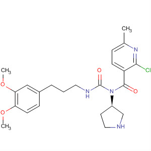 850212-63-4  3-Pyrrolidinamine,1-[(2-chloro-6-methyl-3-pyridinyl)carbonyl]-N-[[[2-(3,4-dimethoxyphenyl)ethyl]methylamino]carbonyl]-, (3R)-