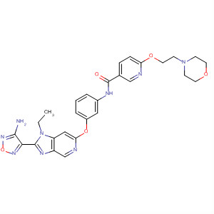 850664-28-7  3-Pyridinecarboxamide,N-[3-[[2-(4-amino-1,2,5-oxadiazol-3-yl)-1-ethyl-1H-imidazo[4,5-c]pyridin-6-yl]oxy]phenyl]-6-[2-(4-morpholinyl)ethoxy]-