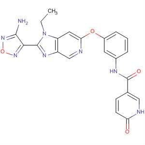 850664-29-8  3-Pyridinecarboxamide,N-[3-[[2-(4-amino-1,2,5-oxadiazol-3-yl)-1-ethyl-1H-imidazo[4,5-c]pyridin-6-yl]oxy]phenyl]-1,6-dihydro-6-oxo-