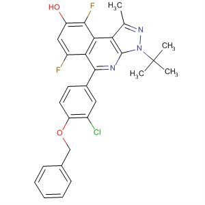 838856-40-9  3H-Pyrazolo[3,4-c]isoquinolin-8-ol,5-[3-chloro-4-(phenylmethoxy)phenyl]-3-(1,1-dimethylethyl)-6,9-difluoro-1-methyl-