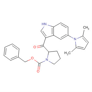 840527-22-2  1-Pyrrolidinecarboxylic acid,2-[[5-(2,5-dimethyl-1H-pyrrol-1-yl)-1H-indol-3-yl]carbonyl]-, phenylmethylester, (2S)-