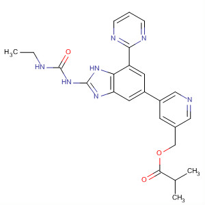 843650-78-2  Propanoic acid, 2-methyl-,[5-[2-[[(ethylamino)carbonyl]amino]-7-(2-pyrimidinyl)-1H-benzimidazol-5-yl]-3-pyridinyl]methyl ester