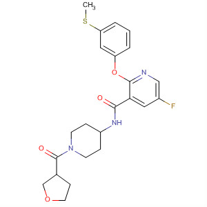 833483-05-9  3-Pyridinecarboxamide,5-fluoro-2-[3-(methylthio)phenoxy]-N-[1-[(tetrahydro-3-furanyl)carbonyl]-4-piperidinyl]-