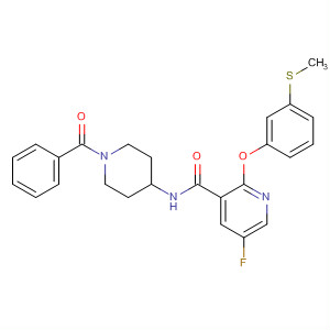 833483-07-1  3-Pyridinecarboxamide,N-(1-benzoyl-4-piperidinyl)-5-fluoro-2-[3-(methylthio)phenoxy]-