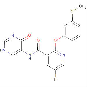 833483-44-6  3-Pyridinecarboxamide,N-(1,4-dihydro-4-oxo-5-pyrimidinyl)-5-fluoro-2-[3-(methylthio)phenoxy]-
