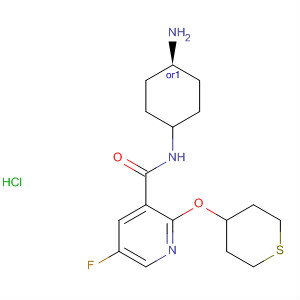 834868-52-9  3-Pyridinecarboxamide,N-(cis-4-aminocyclohexyl)-5-fluoro-2-[(tetrahydro-2H-thiopyran-4-yl)oxy]-, monohydrochloride