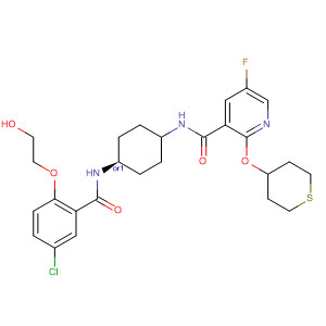 834868-63-2  3-Pyridinecarboxamide,N-[cis-4-[[5-chloro-2-(2-hydroxyethoxy)benzoyl]amino]cyclohexyl]-5-fluoro-2-[(tetrahydro-2H-thiopyran-4-yl)oxy]-