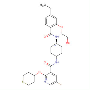 834868-73-4  3-Pyridinecarboxamide,N-[cis-4-[[4-ethyl-2-(2-hydroxyethoxy)benzoyl]amino]cyclohexyl]-5-fluoro-2-[(tetrahydro-2H-thiopyran-4-yl)oxy]-