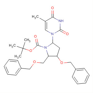 834895-40-8  1-Pyrrolidinecarboxylic acid,5-(3,4-dihydro-5-methyl-2,4-dioxo-1(2H)-pyrimidinyl)-3-(phenylmethoxy)-2-[(phenylmethoxy)methyl]-, 1,1-dimethylethyl ester, (2R,3S,5R)-