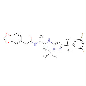 834911-21-6  1,3-Benzodioxole-5-acetamide,N-[(1S)-2-[[3-[1-(3,5-difluorophenyl)-1-methylethyl]-1-(1,1-dimethylethyl)-1H-pyrazol-5-yl]amino]-1-methyl-2-oxoethyl]-