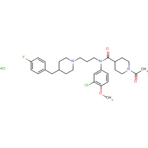 835595-48-7  4-Piperidinecarboxamide,1-acetyl-N-(3-chloro-4-methoxyphenyl)-N-[3-[4-[(4-fluorophenyl)methyl]-1-piperidinyl]propyl]-, monohydrochloride