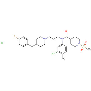 835595-49-8  4-Piperidinecarboxamide,N-(3-chloro-4-methylphenyl)-N-[3-[4-[(4-fluorophenyl)methyl]-1-piperidinyl]propyl]-1-(methylsulfonyl)-, monohydrochloride