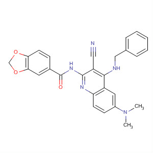 835879-52-2  1,3-Benzodioxole-5-carboxamide,N-[3-cyano-6-(dimethylamino)-4-[(phenylmethyl)amino]-2-quinolinyl]-