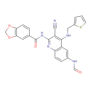 835879-55-5  1,3-Benzodioxole-5-carboxamide,N-[3-cyano-6-(formylamino)-4-[(2-thienylmethyl)amino]-2-quinolinyl]-