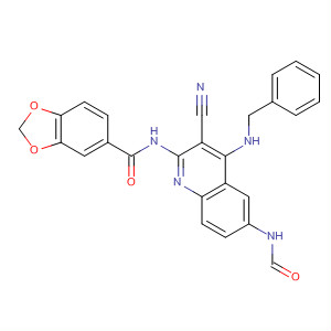 835879-56-6  1,3-Benzodioxole-5-carboxamide,N-[3-cyano-6-(formylamino)-4-[(phenylmethyl)amino]-2-quinolinyl]-