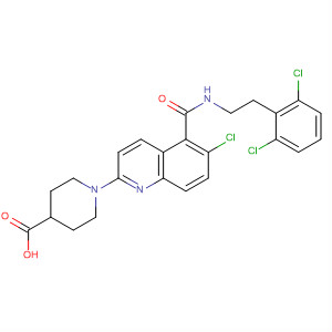836612-16-9  4-Piperidinecarboxylic acid,1-[6-chloro-5-[[[2-(2,6-dichlorophenyl)ethyl]amino]carbonyl]-2-quinolinyl]-